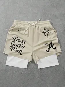 Men's Letter & Cross Print Boxer Briefs, Regular Fit Casual Comfy Breathable Athletic Underwear for Daily Wear, Mens Underwear for All Seasons