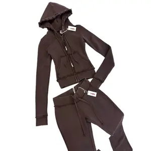 Women's Contrast Waist Knitted Hoodie and Slim Fit Bell Bottom Pants Set Stylish Casual Athleisure Outfit with Stretchy Design Comfortable and Trendy Sportswear Set for Daily Wear