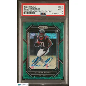 2022 Panini Prizm Dameon Pierce Autograph Green Scope #322 PSA 9