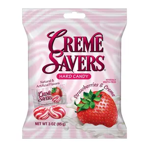 Strawberries and Creme Hard Candy Snack, 3oz Bag - Fresh Strawberries Swirled in Rich Cream, Original Classic by Iconic Candy