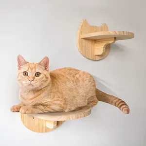 Solid wood wall mounted cat steps wall cat face jumping platform cat wall furniture shelf stairs safe pet friendly suitable for cats to climb and jump