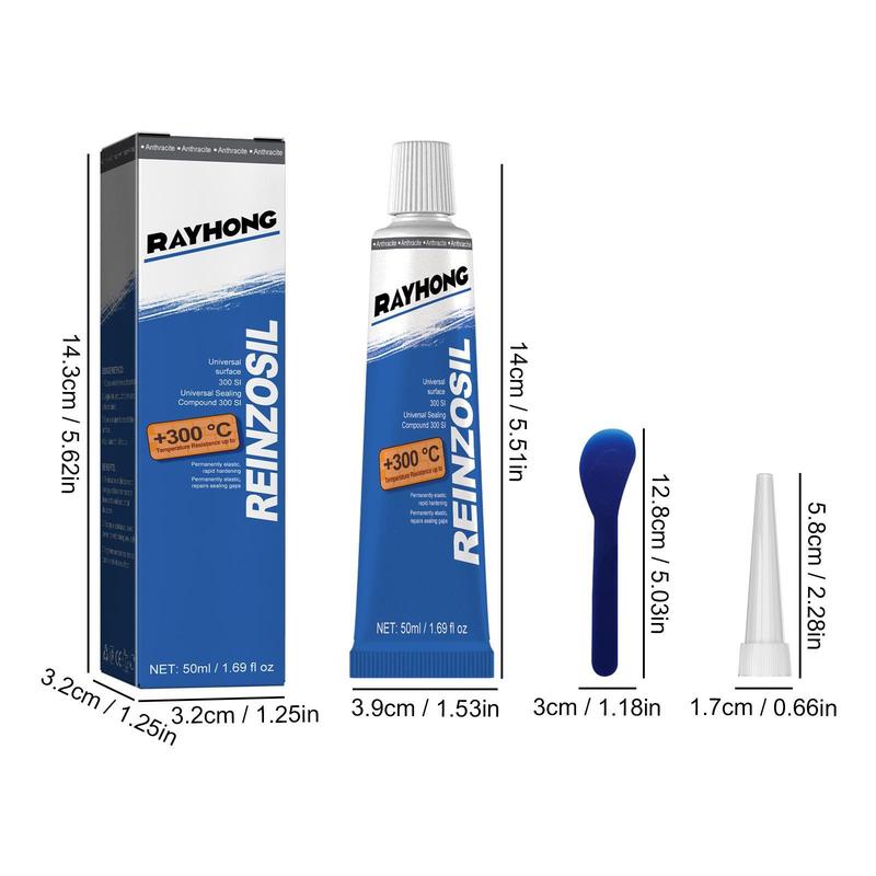 Rayhong REINZOSIL Engine Sealant 50ml High Temperature Resistant for Automotive Metal Fuel Tank Oil Pan Cylinder Gasket Oil Resistant Maintenance Sealant with Blue Applicator