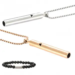 necklace never took Breathing Necklace for Anxiety Relief Adjustable Chains Stainless Steel Whistle Jewelry for Mindfulness & Focus(3 Sizes)
