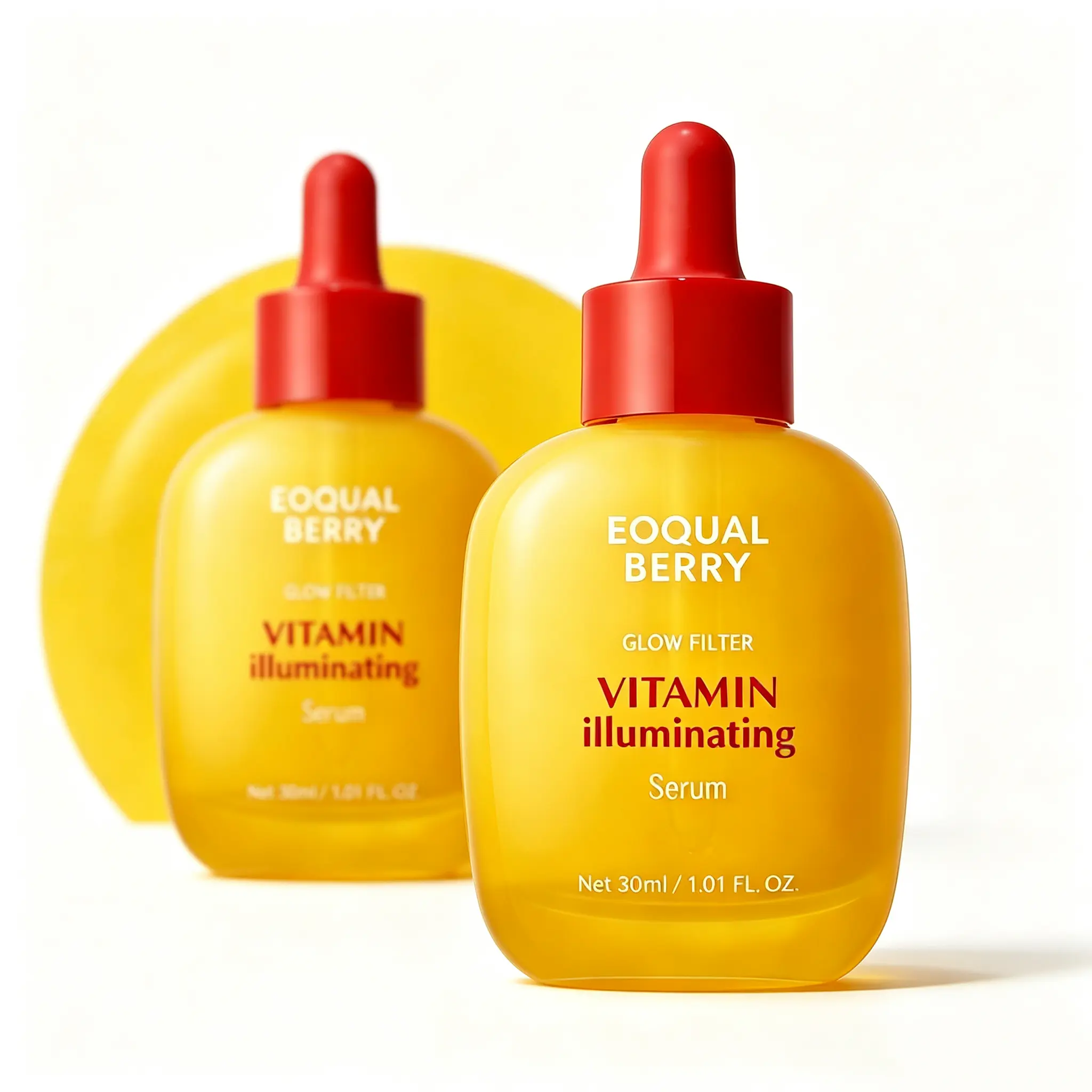 2pcs EQQUALBERRY Vitamin IlluminatingSerum -BrighteningVitamin C Serum withNiacinamideIStrengthensskinbarrierlHydrates using Ceramide andHyaluronicAcid,1.01oz/30ml