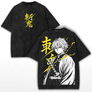 Zenitsu's Epic Thunder Slash Vintage Tee - Soft Washed Oversized Anime Graphic Shirt, Lightning Swordsman Vibes for Ultimate Streetwear and Anime Lovers
