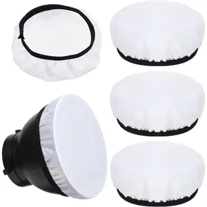 5Pcs Diffuser Lamp Sock, Fluorescent Light Cover for 14 to 18 cm Diameter Standard Reflector, Soft White Sock for Strobe Flash Light Studio