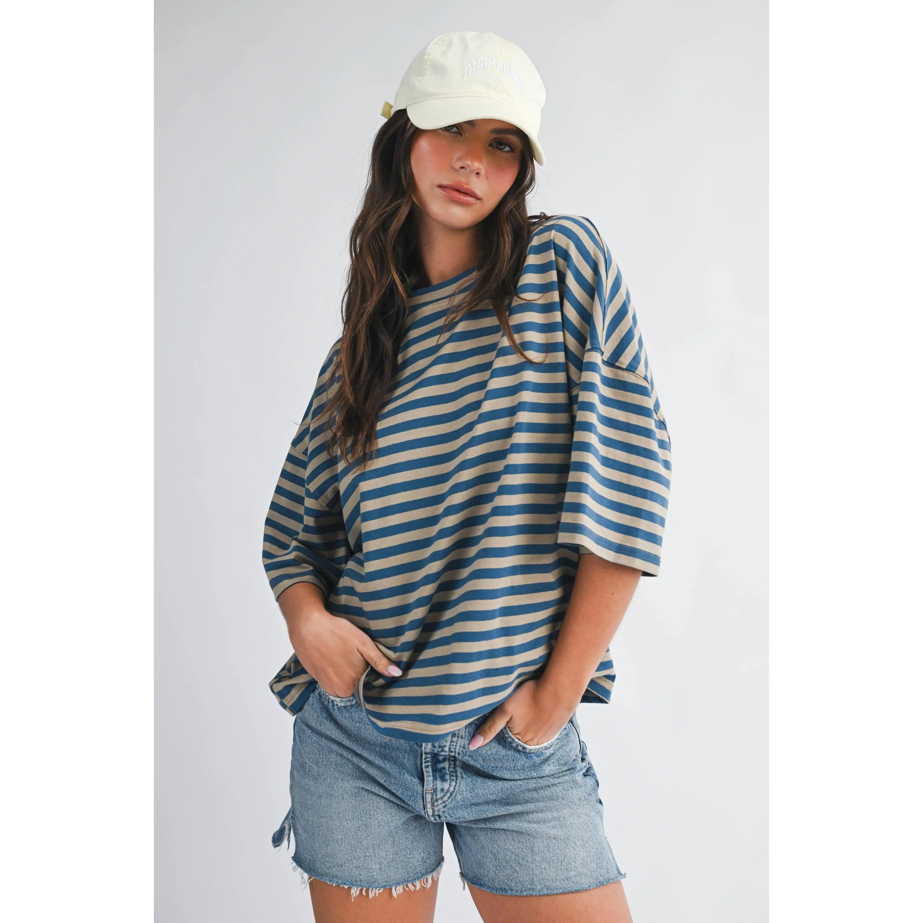 Stacie - Oversized Stripe Boyfriend Tee