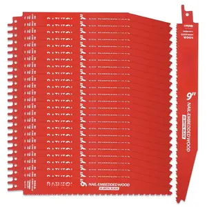 25 Pack 9 Inch 6/12 Tpi Reciprocating for and -Embedded,Bi-Metal Sawzall with 8% Cobalt for Longer Life and Faster Speed