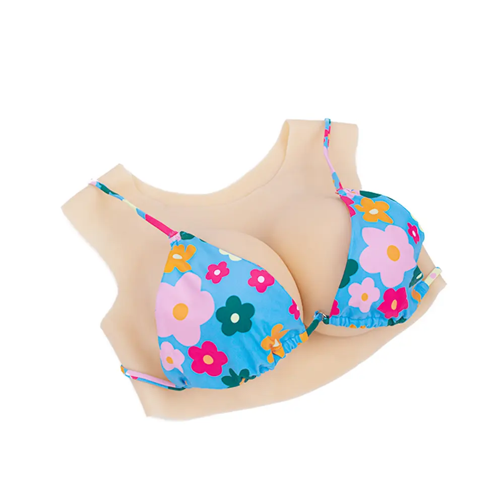 Silicone Breast Form Crew Neck Silicone Breastplate Silk Cotton Filled Round Collar Liquid Silicone Filled Breast Forms Silicone C, D, E, G Cup Comfort Underwear Accessories Plus Size Bra
