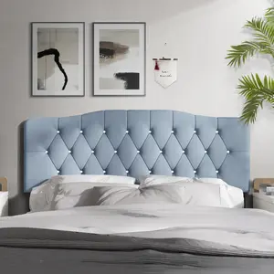 ChaletPosh Celestia Velvet Upholstered Adjustable Headboard with Crystal Diamond Tufting Soft Touch Fabric for Twin Full Queen King Sizes