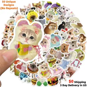 62PCS Aesthetic Cat Stickers Bi Bi La Bu Mixed Cartoon Kitten Vinyl Waterproof Decals for Kindle Laptop Phone Case WaterBottle Adorable Feline Character Art Stickers for Students Kids Fans High Quality Matte Finish Fridge Decor StickerPack
