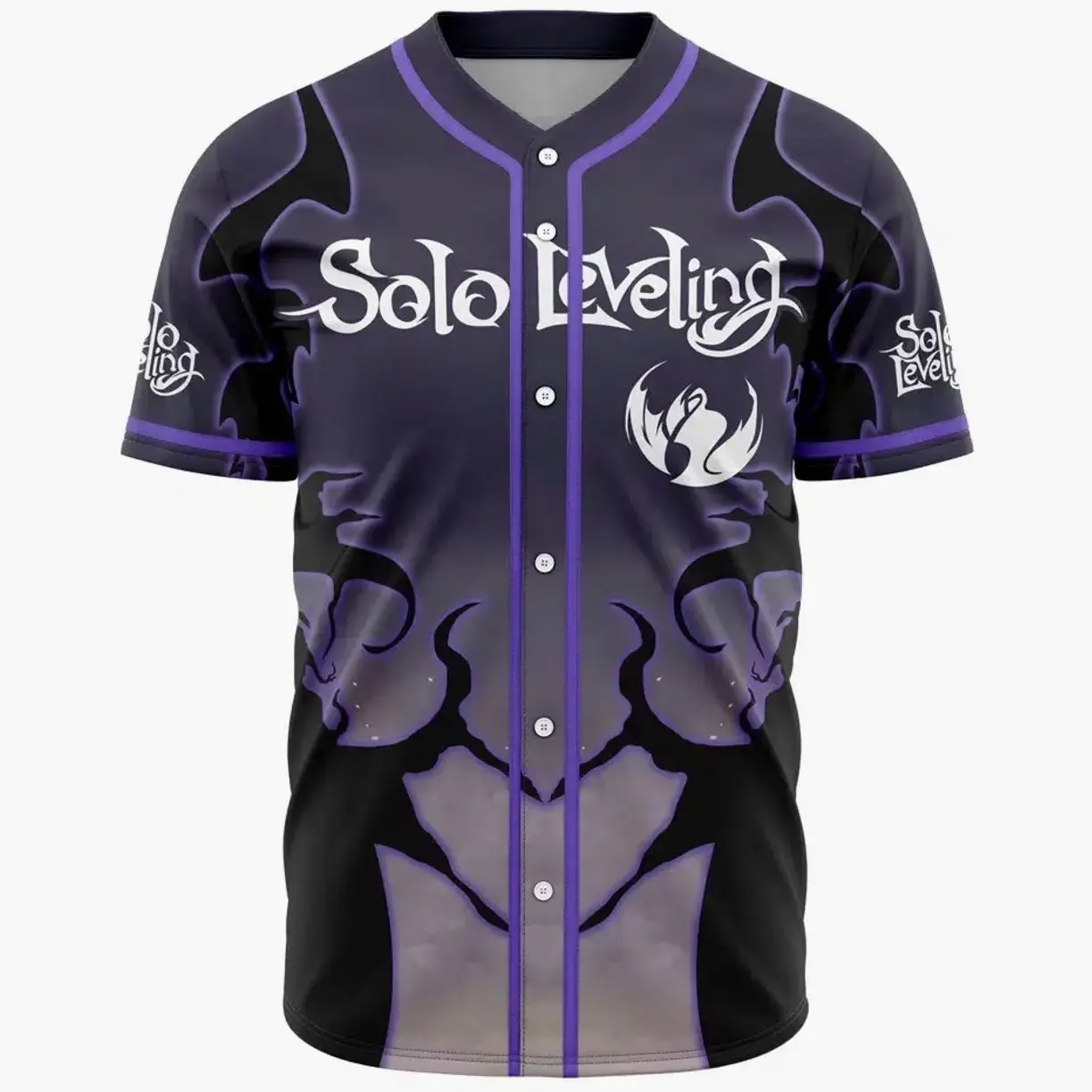 BaseMode The Shadow Monarch Solo Leveling Baseball Jersey Anime Movie Style Unisex Short Sleeve Loose Fit Machine Washable High Quality Polyester