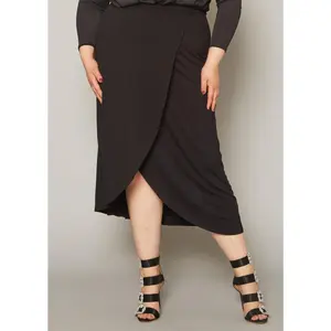 Hi Curvy Plus Size Women High Waist Overlay Midi Skirt