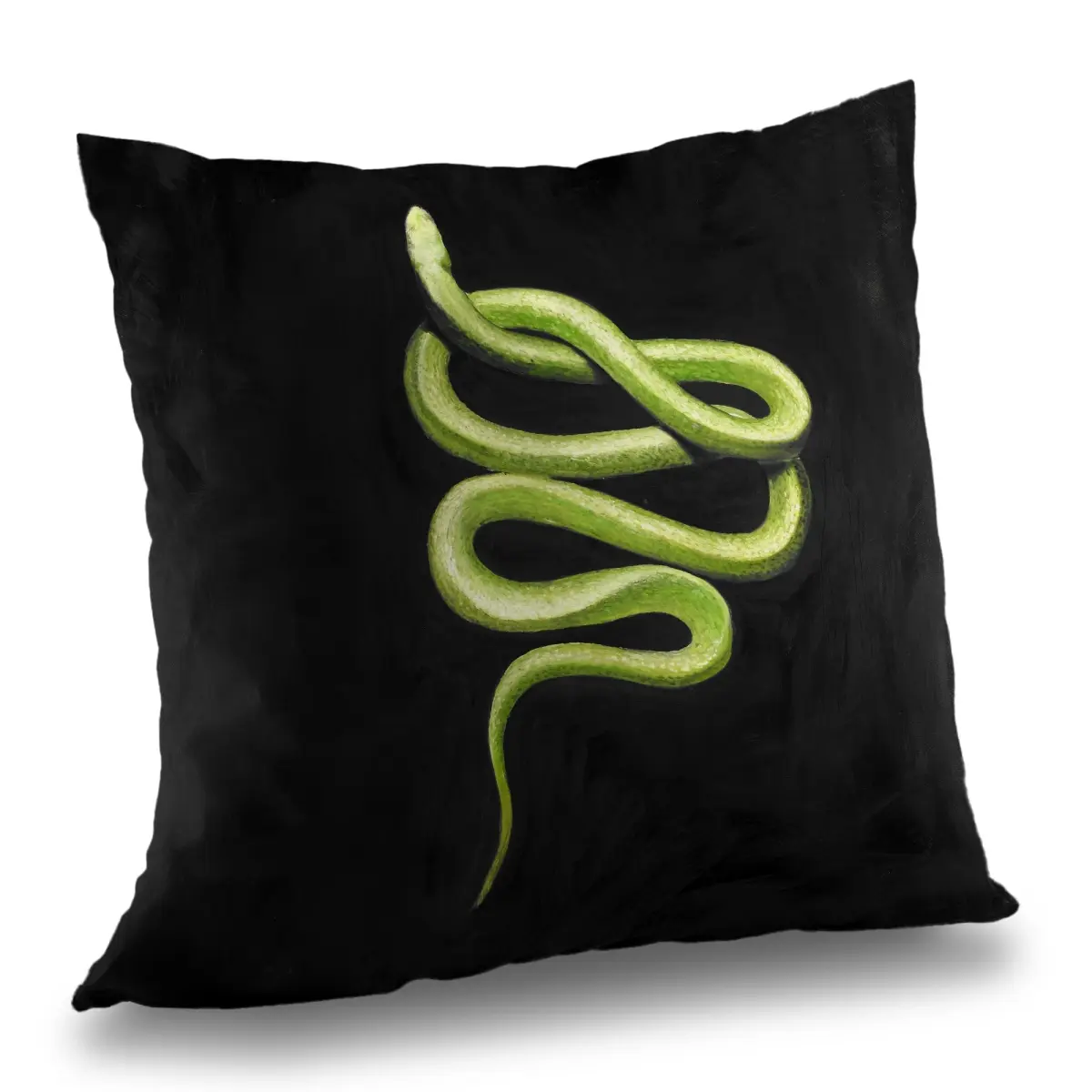 Begin Home Decor C1PT1414OH5NO2 14 x 14 in. Green Snake Wildlife Contemporary Throw Pillow - Home Decor