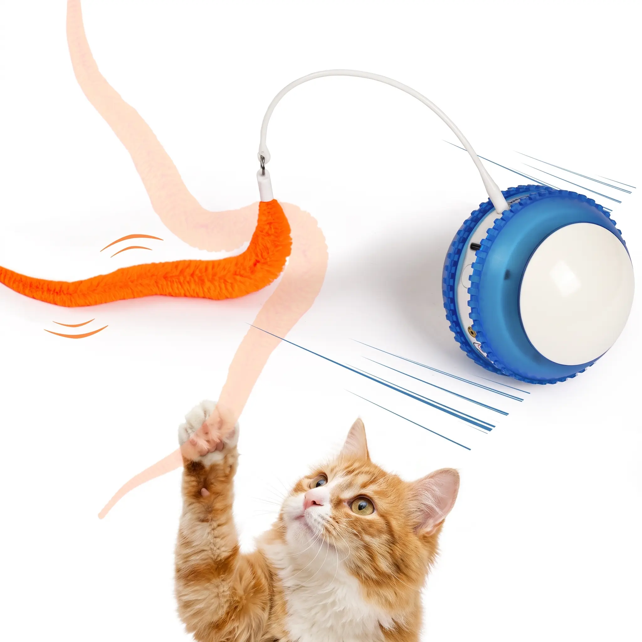 Interactive Cat Ball Toy - 3.5in, Dual Modes, Random Roll, Hunting Stimulation, Touch-Activated Smart Toy, Kitten-Friendly, Keeps Active, Safe for Wooden/Marble/Carpet Surfaces