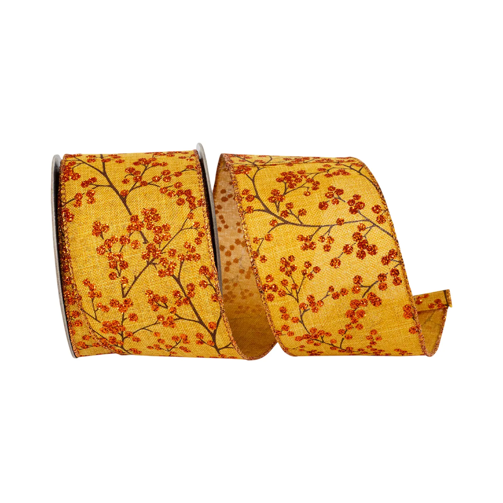Fall Forest Berries Linen Ribbon, 2.5" X 10YD
