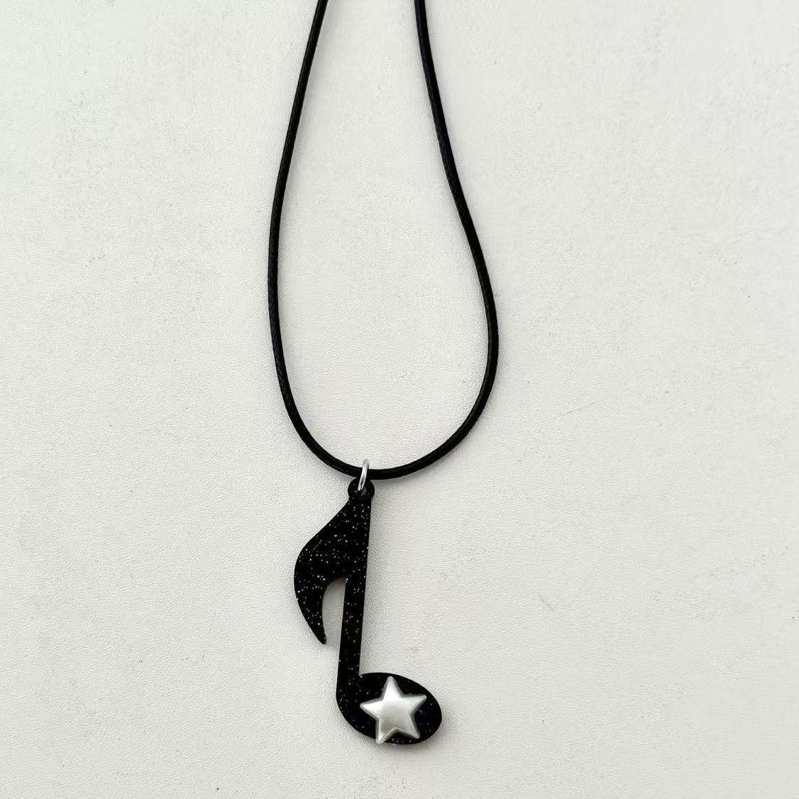 Y2K Sweet Girl Star Music Note Necklace Piano Melody Choker Cute Aesthetic Jewelry for Fans of Y2K Fashion and Music Lovers