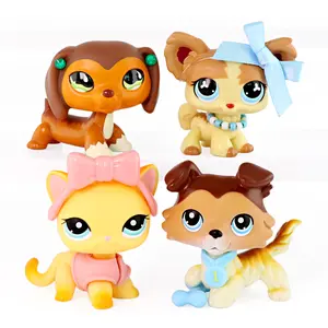 4Pcs Cute Mini Pet Action Figures Playset, Collectible Dog & Cat Animal Figurines with Accessories, Creative Party Favor Toy Set for Kids, Ideal Birthday Gift for Boys Girls Ages 3+