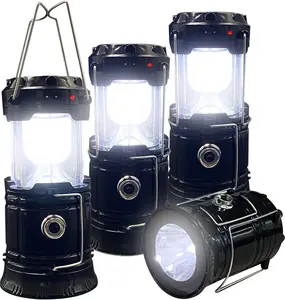Father's Day Gift, Upgraded 4 Pack Collapsible LED Camping Lanterns, Waterproof Solar & USB Rechargeable Emergency Lights for Outdoor & Emergencies