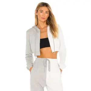 superdown Renna Cropped Hoodie in Grey Multi