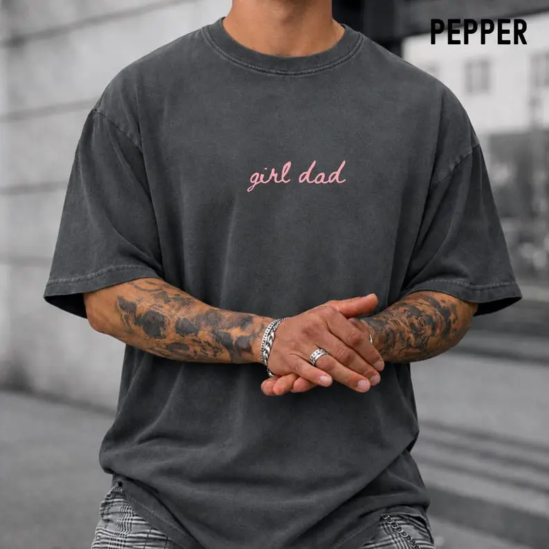 Comfort Colors Girl Dad Shirt, Minimalist Dad Tee, Trendy Fatherhood T-Shirt, Simple Retro Dad Graphic Tee, Cool Girl Dad Gift Shirt