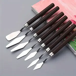 7-Piece Artist Palette Knife Set, Stainless Steel Blades, Comfortable Wood Handle, Multi-Use Tool for Oil & Acrylic Paints, Canvas Strokes