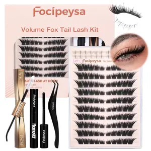 Focipeysa FoxTail Lash | LC Curl Fox Eye Lash Clusters | Ultra-Dense, Waterproof, All-Day Hold | Easy D-Curl DIY for Beginners | Get Flawless Salon Extensions at Home | Suitable for Various Makeup Styles