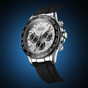 SOLLEN Men's Multifunctional Quartz Watch 713 - Day/Date Display 24-Hour Chronograph Silicon Strap Modern Design Perfect Gift for Birthdays Valentine's Day Father's Day Wedding Anniversaries