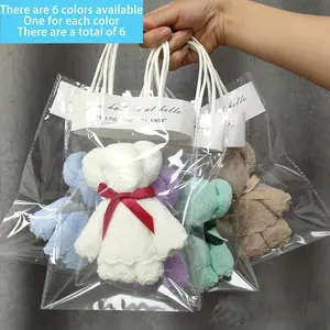 6-Piece Bear Towel Set with Bag, Soft Plush Teddy Bears, Functional Cartoon Doll Gift, Home Decor, Room Decoration, Birthday Party Gifts
