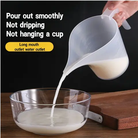 Kitchen Measuring Utensils 1L (33.82oz) Graduated Food-Grade Plastic Measuring Cup Set (2 Pieces) - Long-Mouthed, Funnel Shape, Easy-Read Graduated Markings, Easy-Pour Baking Portion Measurement Tools