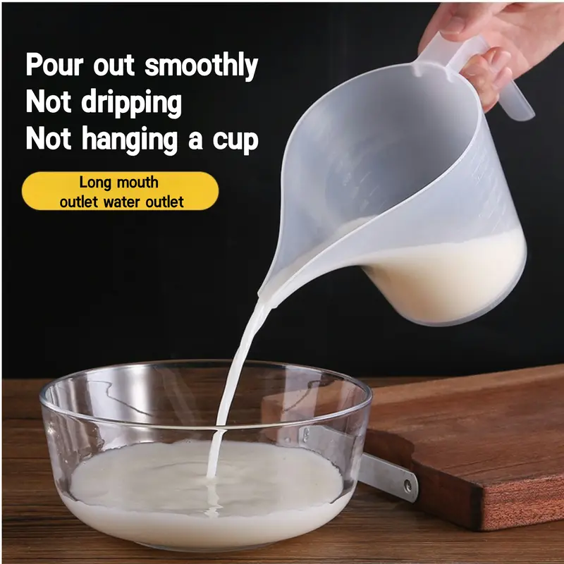 Kitchen Measuring Utensils 1L (33.82oz) Graduated Food-Grade Plastic Measuring Cup Set (2 Pieces) - Long-Mouthed, Funnel Shape, Easy-Read Graduated Markings, Easy-Pour Baking Portion Measurement Tools