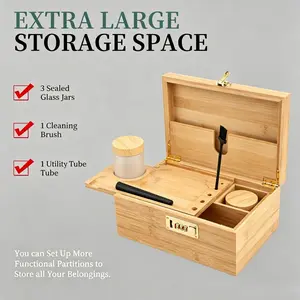 High-End Wooden Bamboo Functional Storage Box with Password Lock, Home Organizer for Daily Items, Creative Gift for Fathers