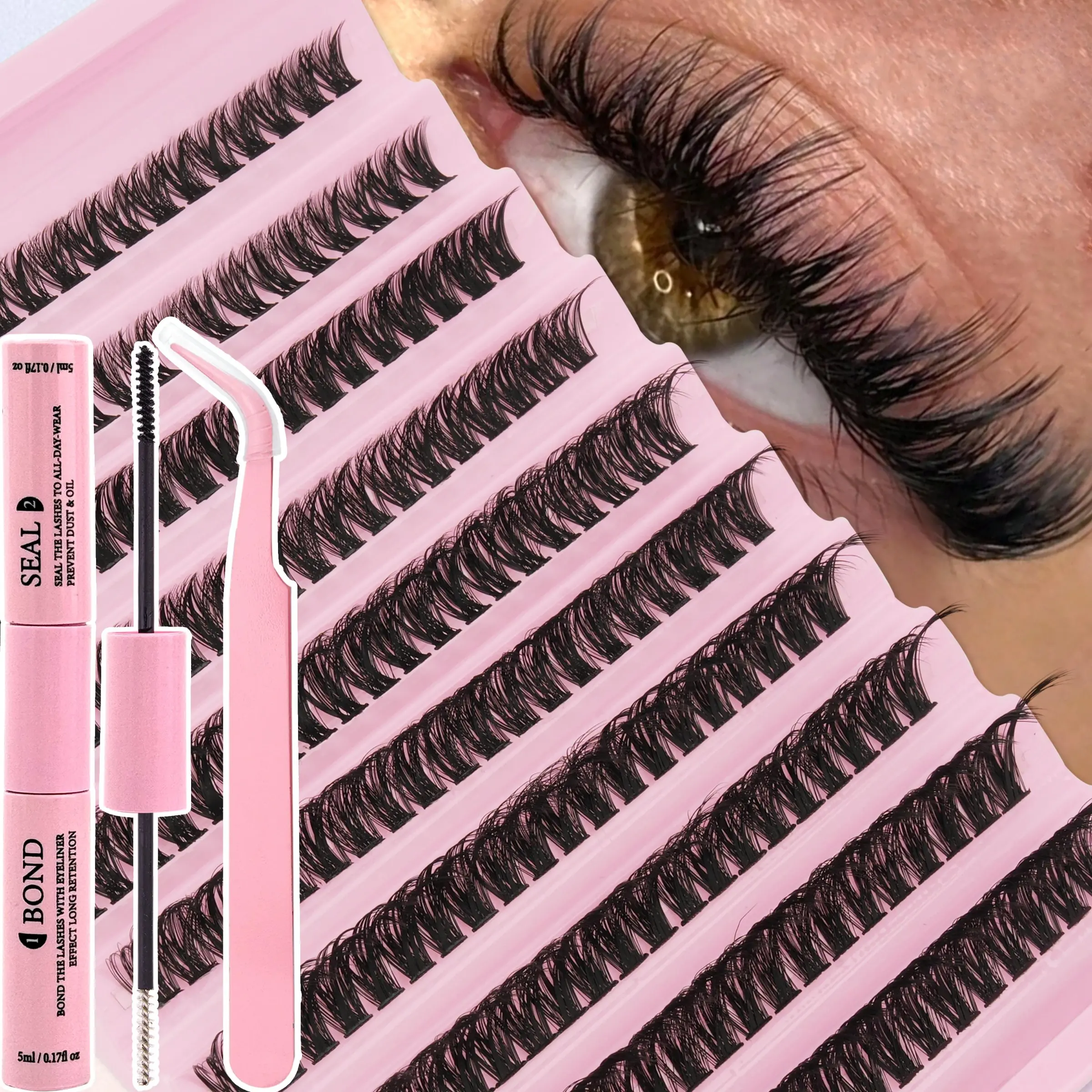 200 Pcs Voluminous Realistic False Eyelashes Set, 60D Single Fiber, Thick Cluster, D Curl, 8-16mm, Ideal for Travel, Daily Wear, Weddings, Parties, Volume Lash Clusters