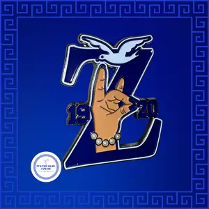 Zeta Phi Beta Z Kitty 1920 Pin with Hand Dove Design Officially Licensed Greek Letter Accessory
