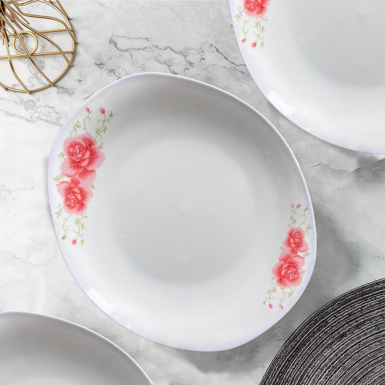 Viral Red Rose Ceramic Dinner Plates with Handles! 8 Inch Elegant Floral Design Plates, Microwave & Dishwasher Safe, Thickened Anti-Scald Stackable Plates for Pasta, Soup, Home Kitchen Upgrade Must-Have!