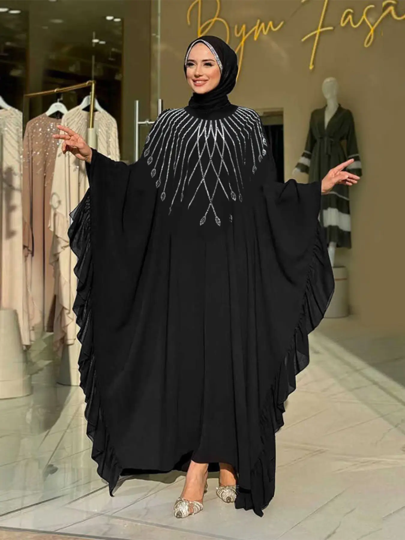 Muslim Women Fashion Embroidered Loose Dress, Muslim Clothing, Casual Dresses, Islamic Wear, Elegant Long Gown