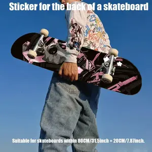 1 flat "ins Wind Street Skull" skateboard back sticker, full of street wind, suitable for double upturned skateboard land surfbo