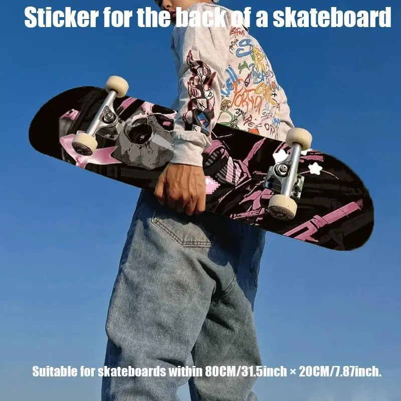1 flat "ins Wind Street Skull" skateboard back sticker, full of street wind, suitable for double upturned skateboard land surfbo Skateboard Accessories