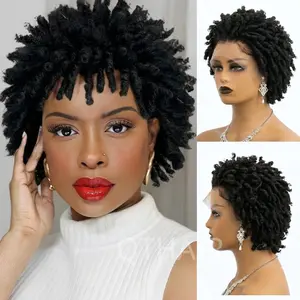 [NEW] QTHAIR Short Dreadlock Wig Afro Curly Braided HD Lace Wigs for Black Women and Men 13X4 HD Lace Frontal Wig 100% Human Hair Wig 10inch