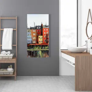212 MAIN Artistic Boston Cityscape Wall Photo Print - 24x48 in., Vivid Fall Colors Home Decor for Living Room Decoration