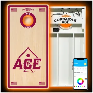 ACE Zone - Maroon Cornhole Board Set | All Weather with Pro Light Kit