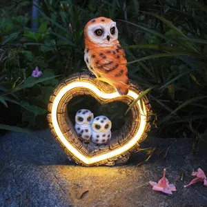 Solar Outdoor Garden Statue, Garden Decor  Solar Owl Lights for Outside Yards, Art Lawns,Christmas,Home Decor,Birthday Gifts for Women Mom(Love Owl)