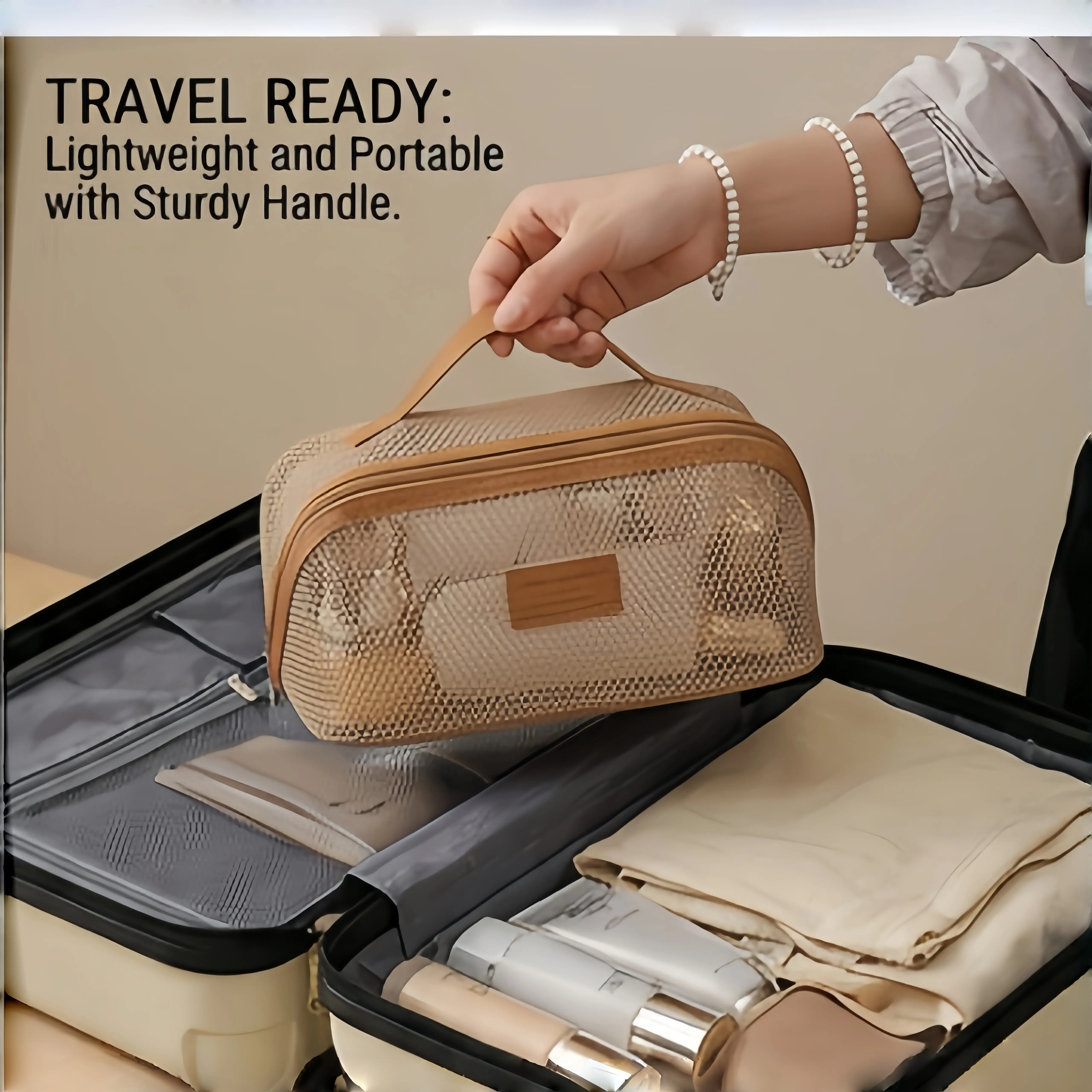 Large Capacity Makeup Bag, Multi-grid CosmeticStorage Bag, Portable Makeup Organizer, CosmeticsOrganizer, Versatile Storage Bag for Travel, Outing, Daily Use, Makeup Organizer Pouch, Travel CosmeticBags, Travel Beauty Bag
