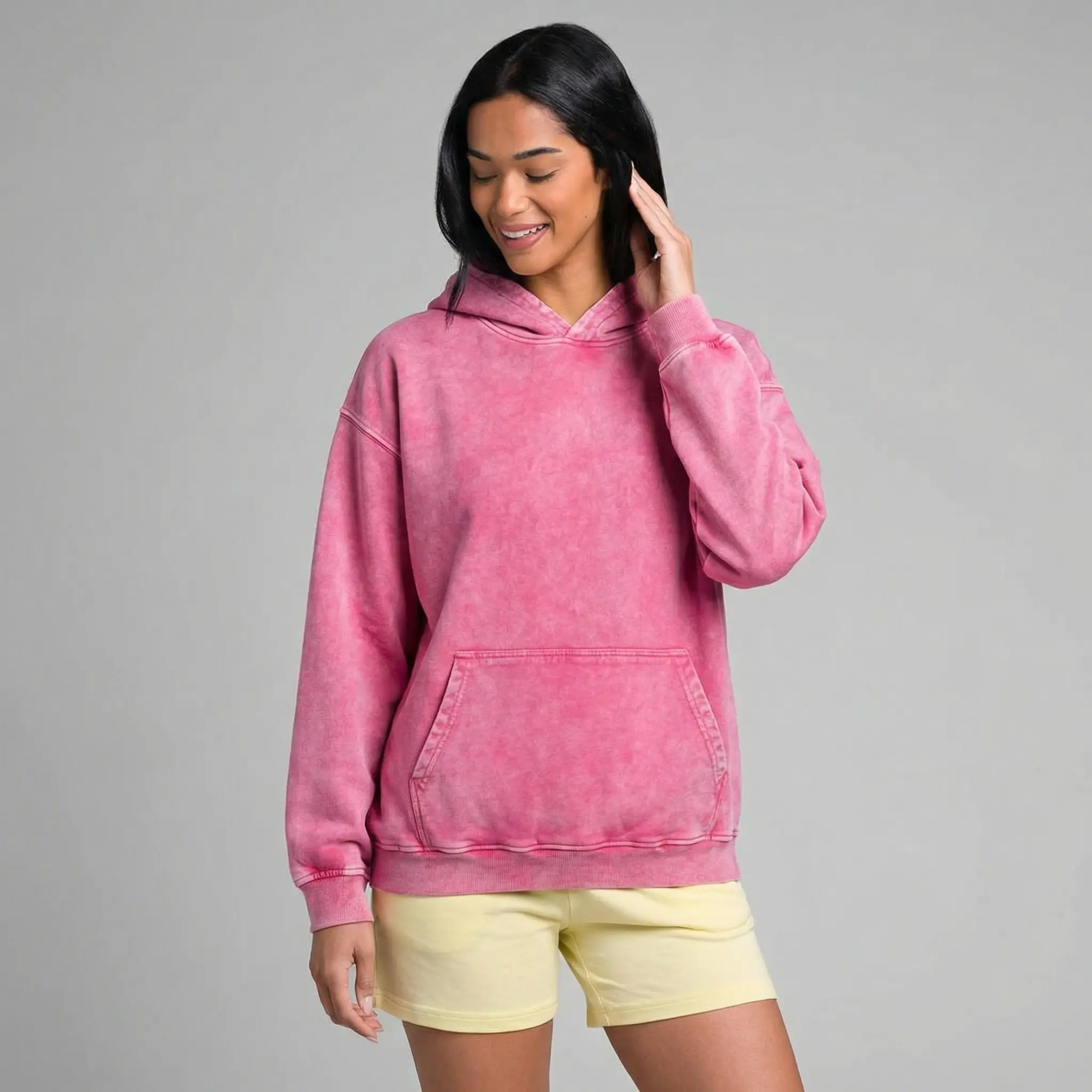 Holafish Oversized Minimalist  Women's Acid Wash  Pullover Sweatshirt Vintage Loose Fit Winter Long Sleeve Shirts Outfits Tshirts&Hoodies DG010 Casual Fashion Cotton Polyester Streetwear Tops - Womenswear graphic women