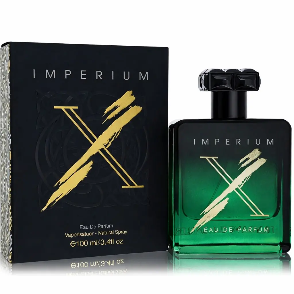 Fragrance World Imperium X Unisex Eau De Parfum (EDP) Spray, 3.4 fl oz Green Bottle with Gold Logo, Floral Fruity Woody & Floral Amber Scents, Long-Lasting Aromatic Woody EDP Fragrances & EDP Liquid Perfumes