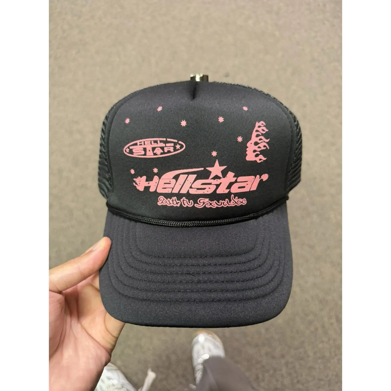 Hellstar Black Trucker Hat with Hellstar Logo and Star Design for Men and Women