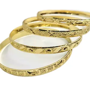 4 Set Gold Filled Ladies Bangles Bracelets , Pulsera Oro Laminado Bangles Fashion Bracelet