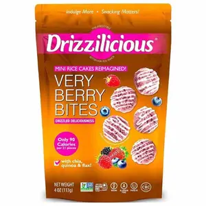 Drizzilicious Mini Flavored Rice Cakes Very Berry - Rice Crisps, Healthy Snack for Adults and Kids, Vegan, Gluten Free Snack, Allergen Free, Only 90 Calories Per 21 Pieces - 4 oz (Pack of 1)