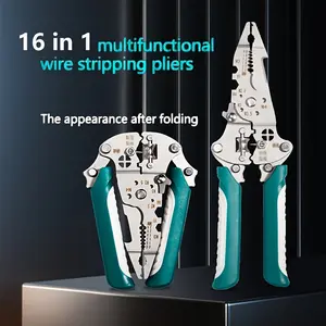 Multi Functional Wire Stripping Pliers - Foldable Design, Integrating Stripping, Cutting, And Crimping Functions, Anti Slip Handle, Metal Structure, Diy Tools, Wirecutters