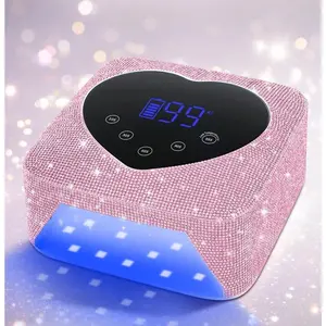 1 Pc UV Nail Lamp, 72W UV Nail Light For Gel Nails With 5 Timer Setting, Rechargeable Nail Dryer With Diamond, Professional Quick Dry Curing Lamp With Display Auto Sensor For Salon & Home,US Plug Manicure Cutics